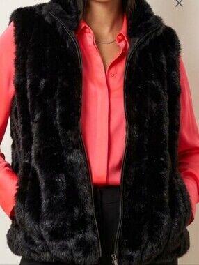 Coaco New York Vintage Faux Fur Plush Vest for Women Reversible  Size Large